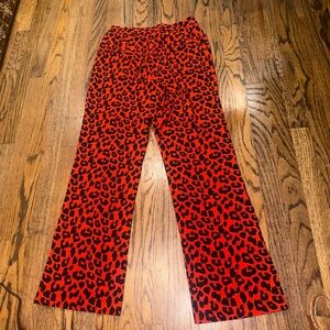 Missguided Red Leopard Print Straight Leg Pants size medium